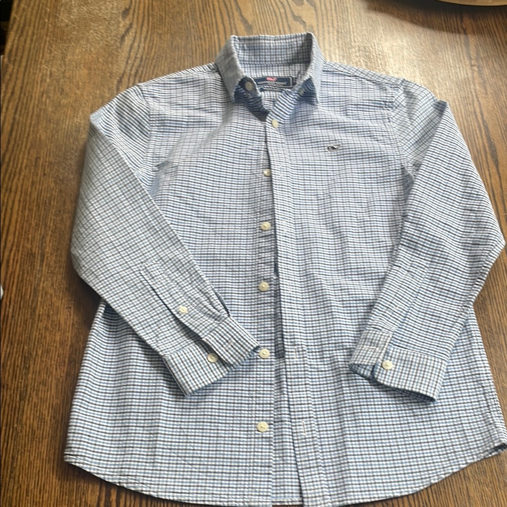 Vineyard Vines Boys Medium Blue Casual Button Down Shirt